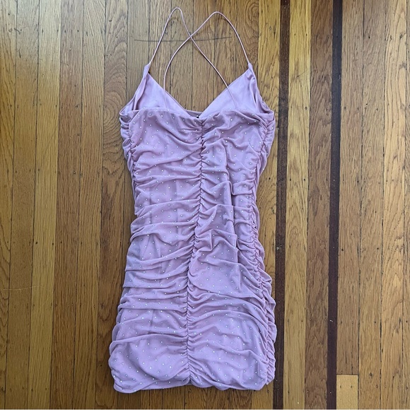 Windsor pink rhinestone dress ruched L large cocktail prom holiday EUC - Picture 3 of 6